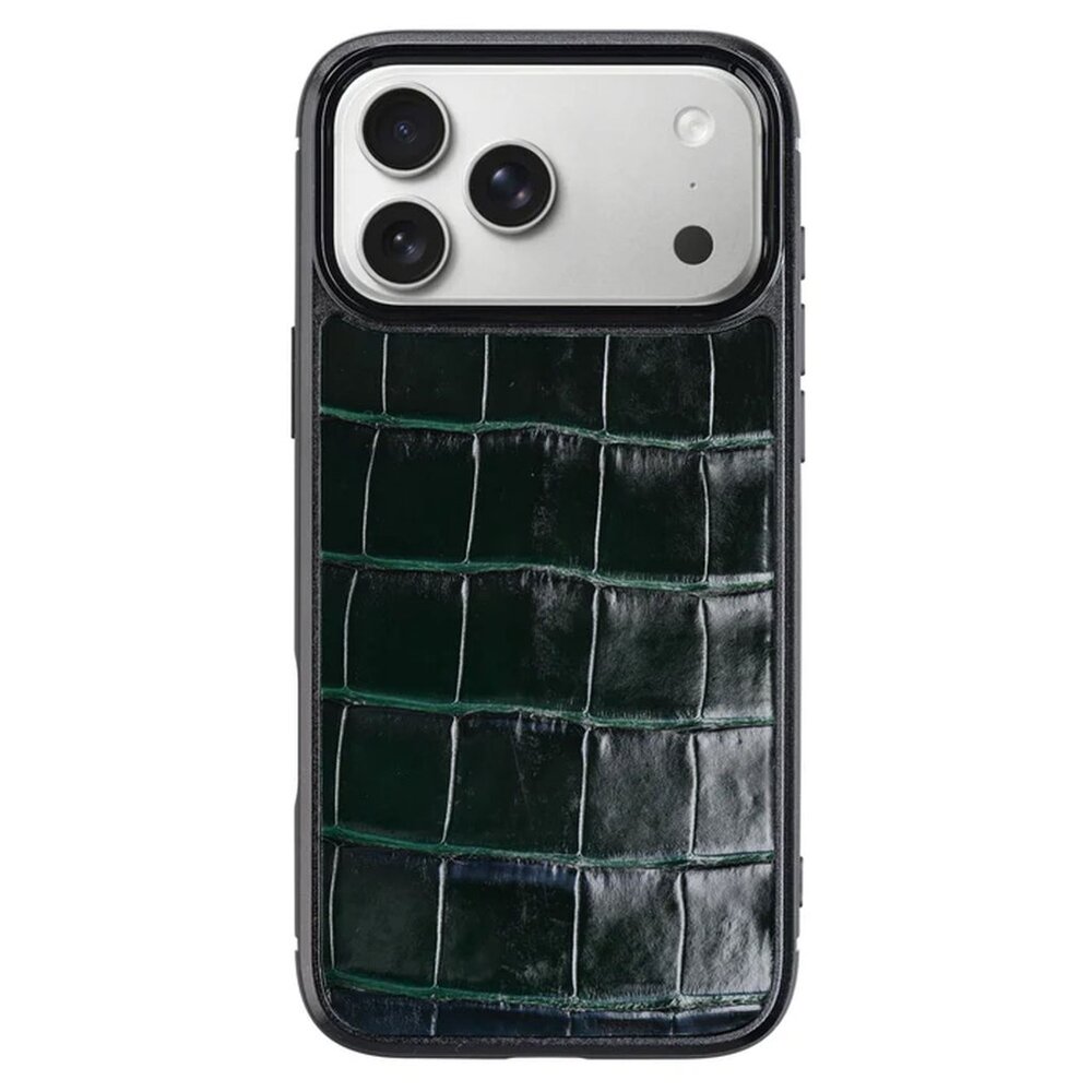 Hunter Green Alligator Leather iPhone 17 Pro/Pro Max Case • MagSafe Ready
